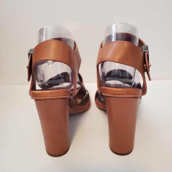 Sam Edelman Yelena Cognac/Tan Metallic Bronze Block Heels Sandals- size 8 - Picture 3 of 7